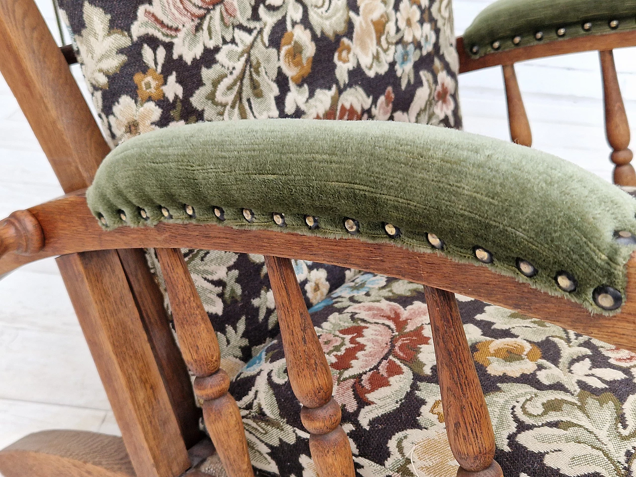 Armchair with footstool by Jas Shoolbred in the style of Morris and Co., 1950s 6