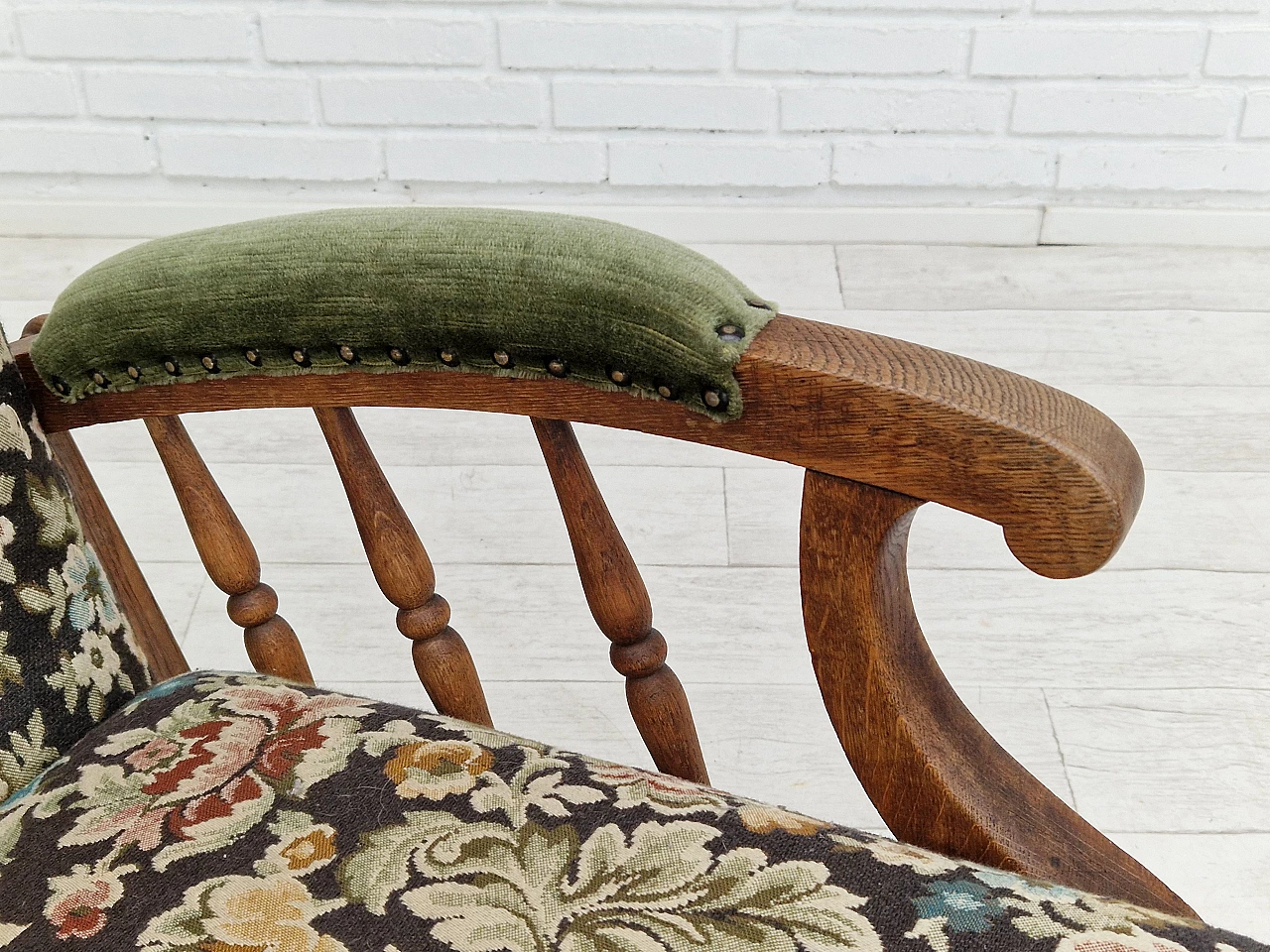 Armchair with footstool by Jas Shoolbred in the style of Morris and Co., 1950s 8