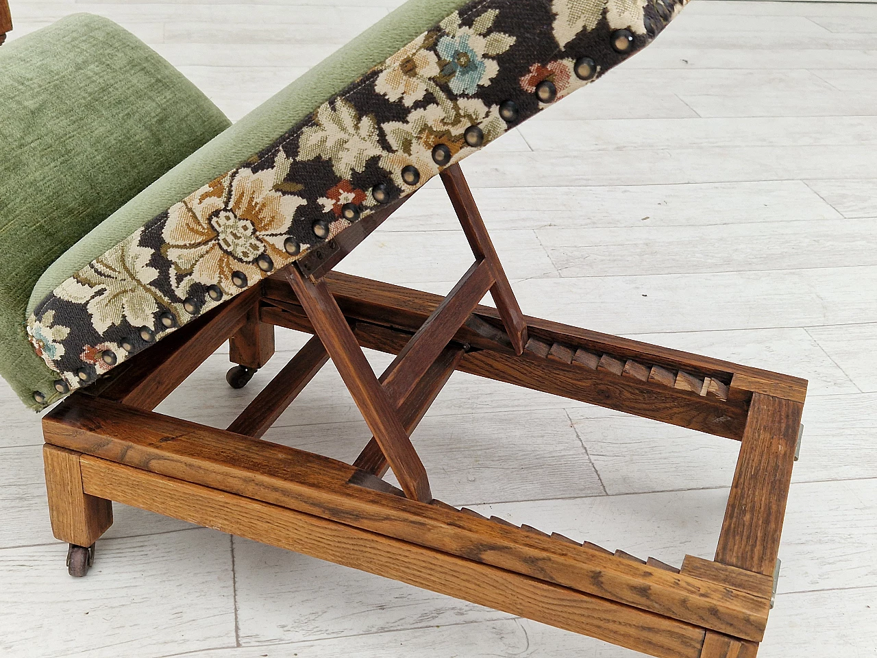 Armchair with footstool by Jas Shoolbred in the style of Morris and Co., 1950s 9