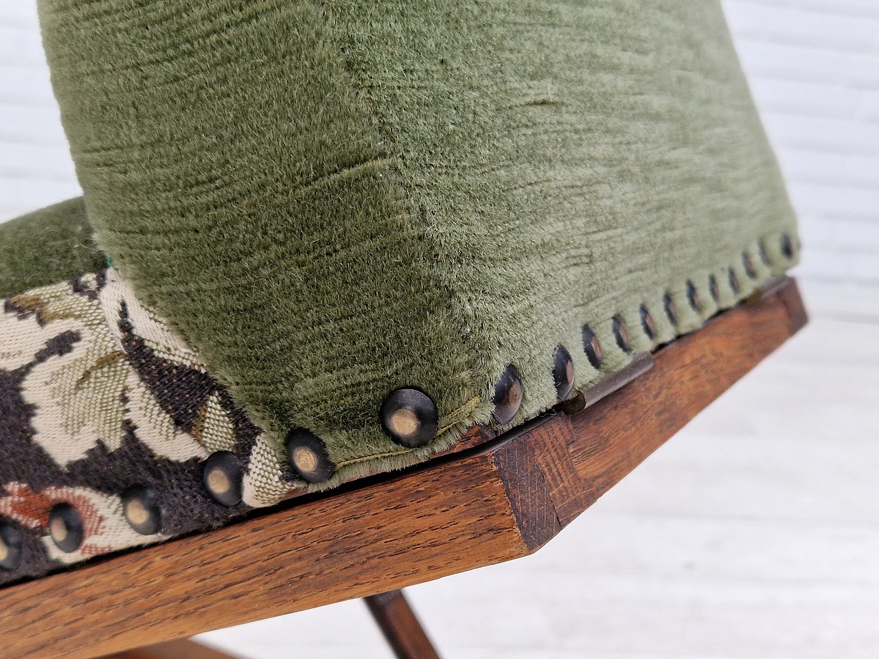 Armchair with footstool by Jas Shoolbred in the style of Morris and Co., 1950s 12