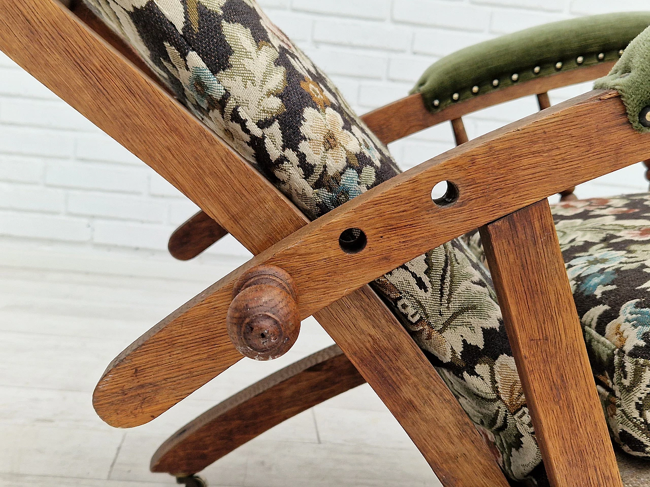 Armchair with footstool by Jas Shoolbred in the style of Morris and Co., 1950s 17