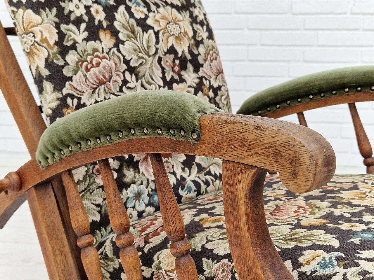 Armchair with footstool by Jas Shoolbred in the style of Morris and Co., 1950s 19