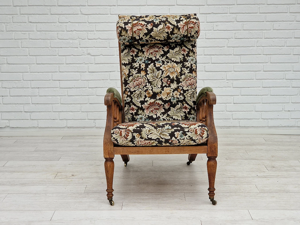 Armchair with footstool by Jas Shoolbred in the style of Morris and Co., 1950s 20