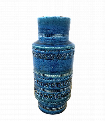 Rimini Blu glazed terracotta vase by Aldo Londi for Bitossi, 1960s