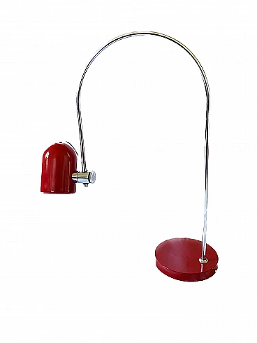 Lampada da tavolo in metallo rosso di Goffredo Reggiani, anni '70