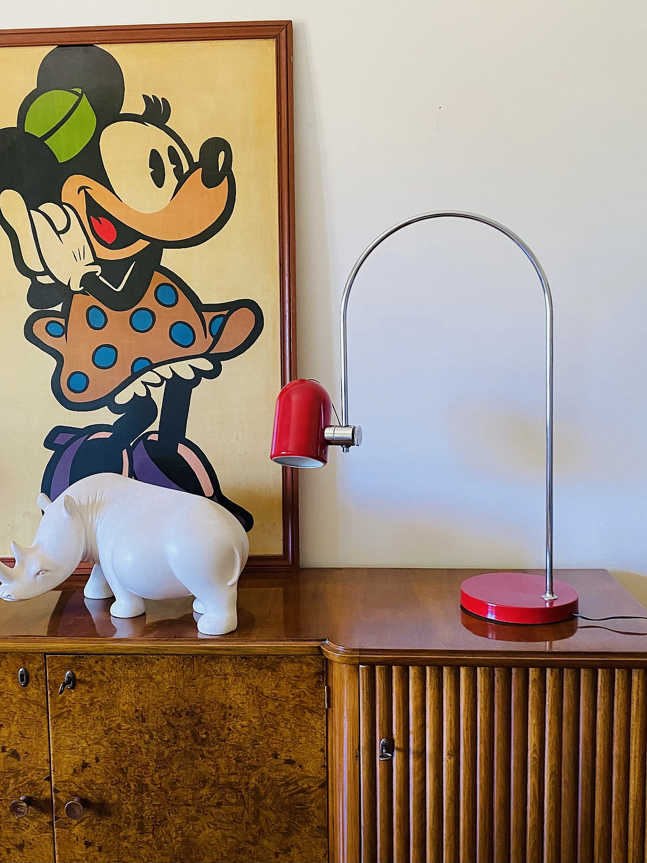 Red metal table lamp by Goffredo Reggiani, 1970s 2