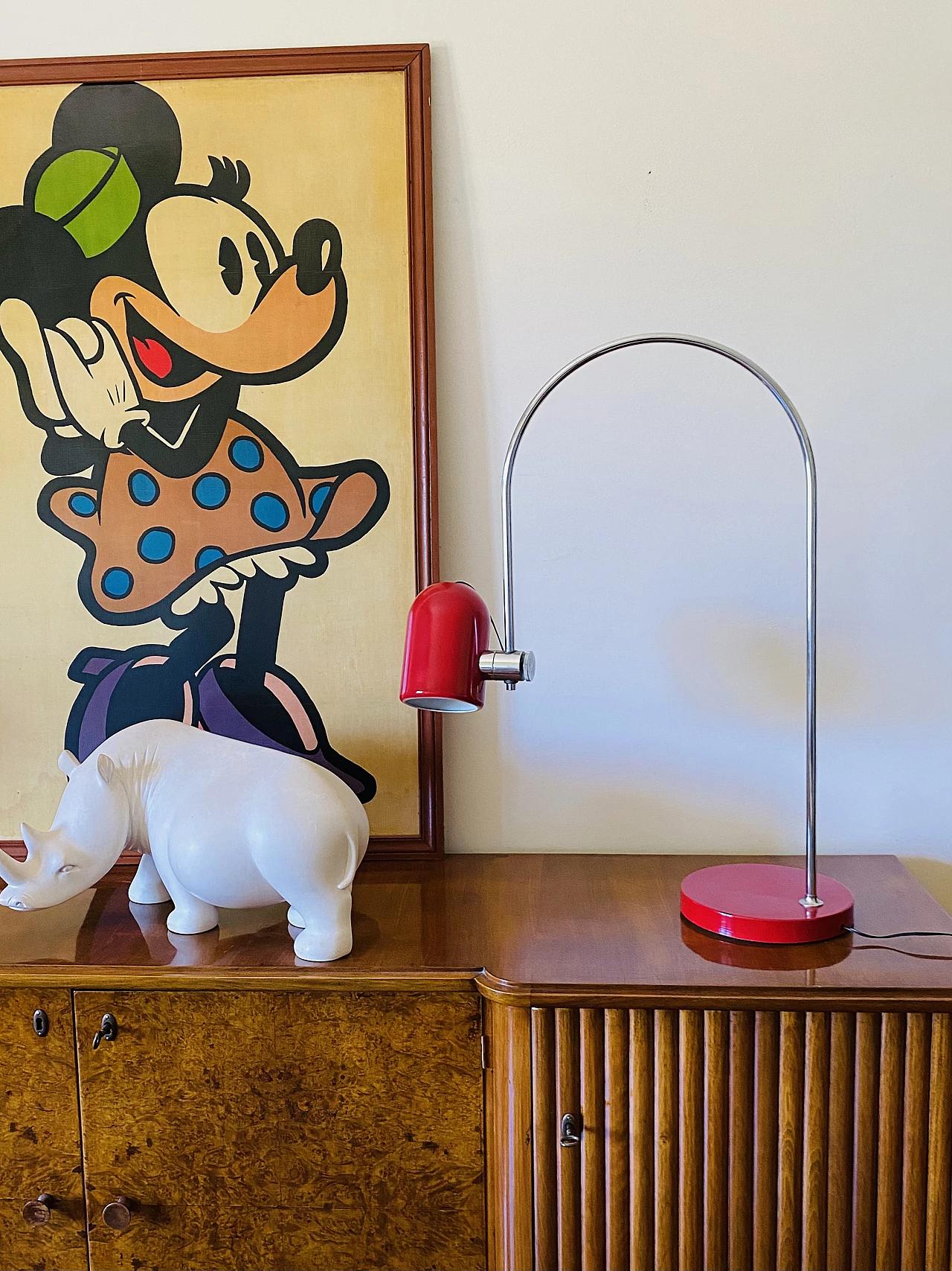 Red metal table lamp by Goffredo Reggiani, 1970s 3