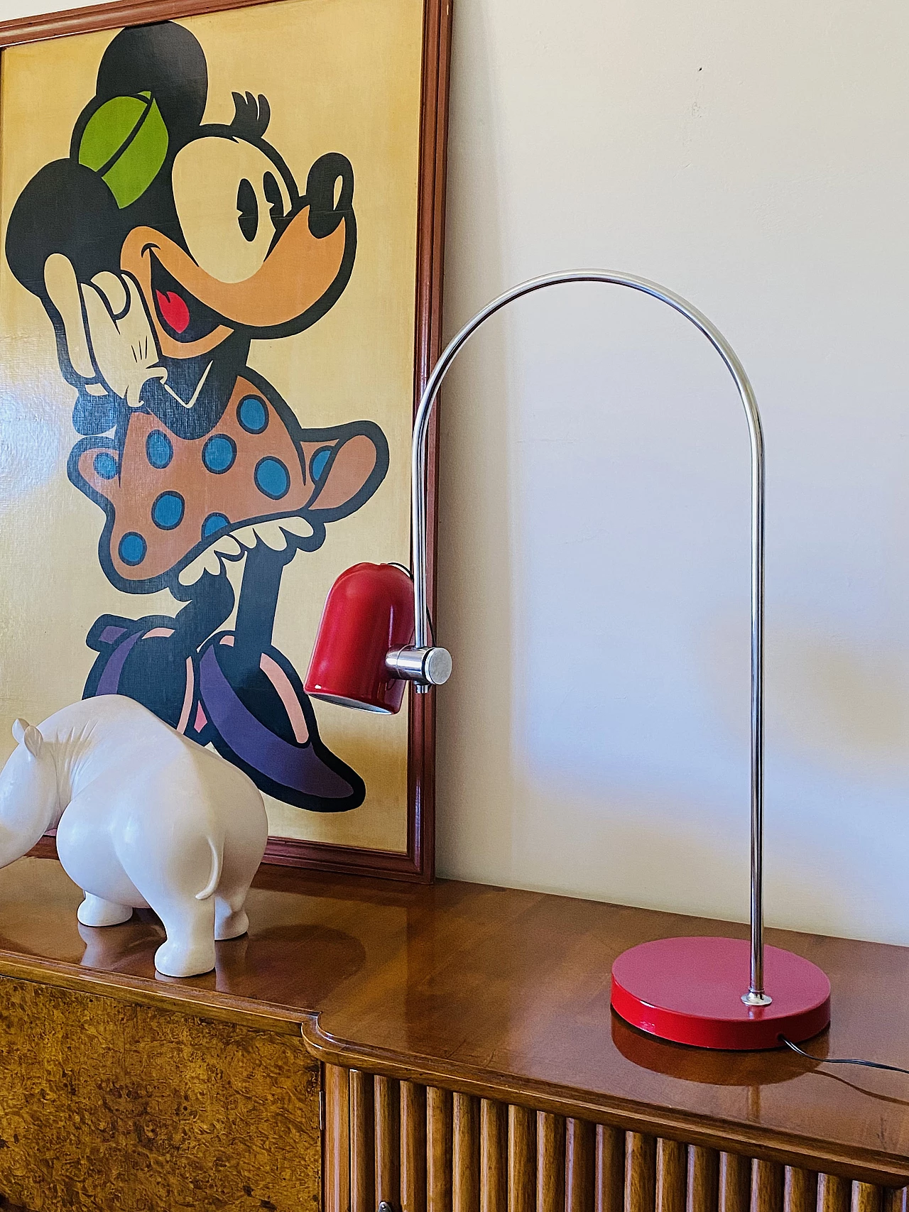 Red metal table lamp by Goffredo Reggiani, 1970s 4