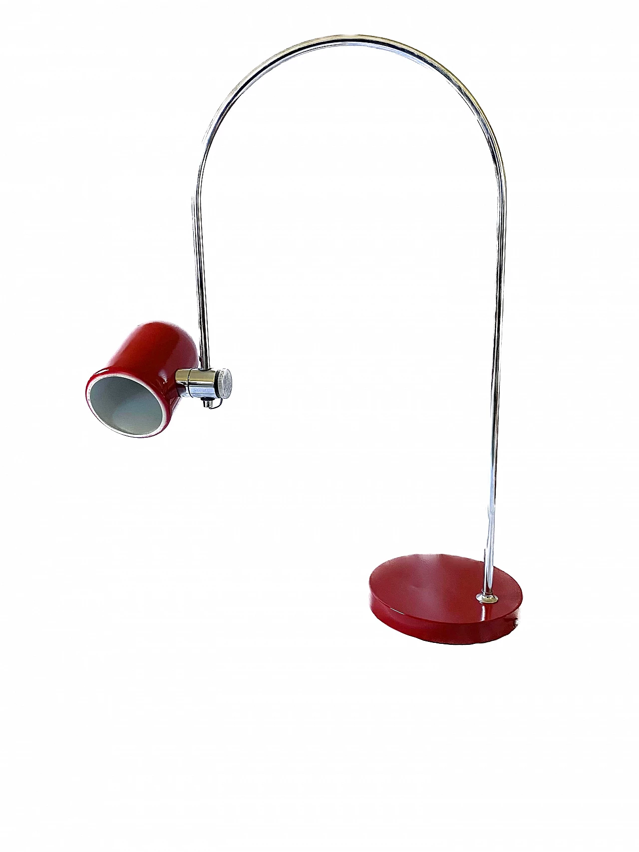 Lampada da tavolo in metallo rosso di Goffredo Reggiani, anni '70 9