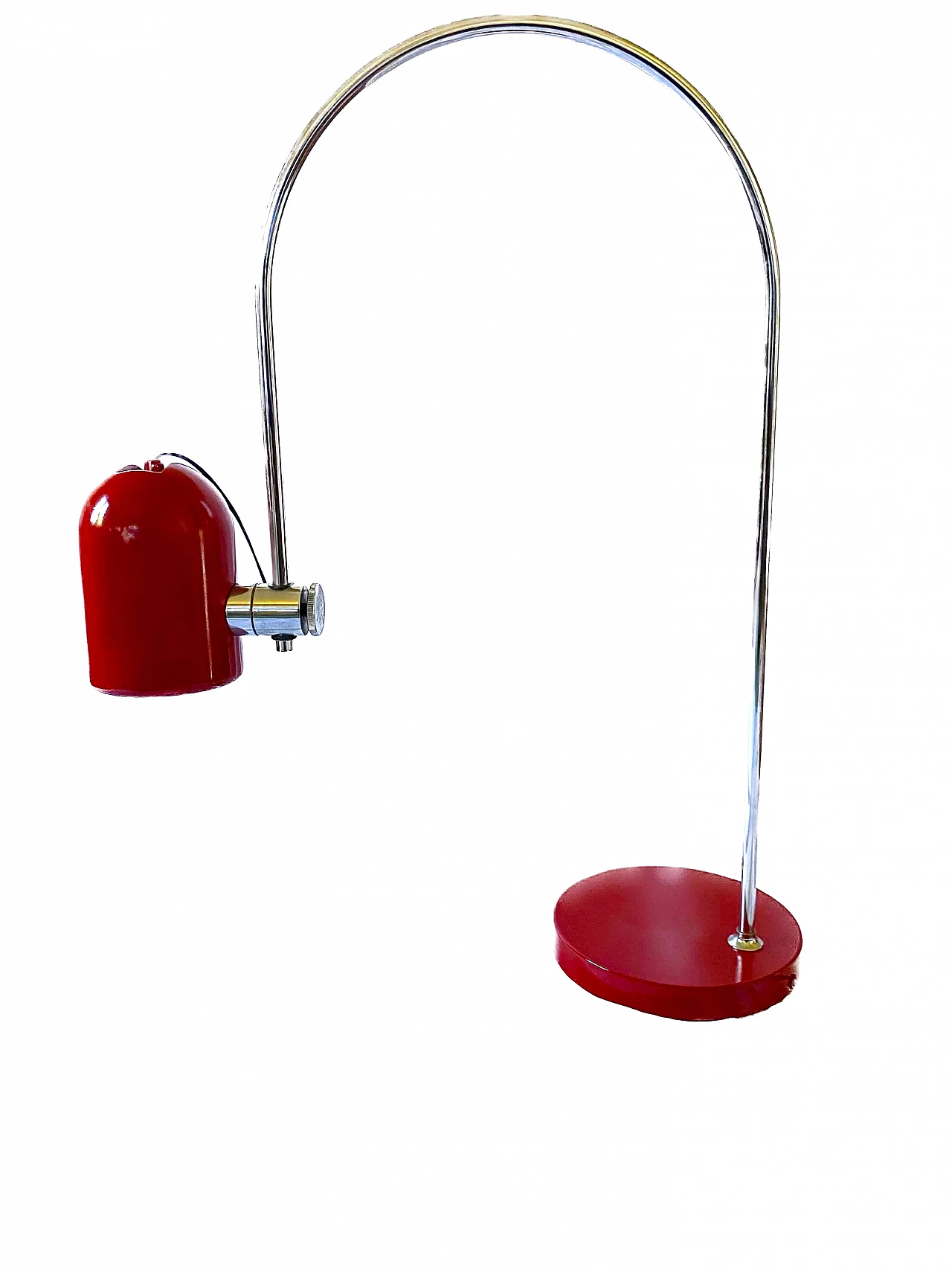 Lampada da tavolo in metallo rosso di Goffredo Reggiani, anni '70 10