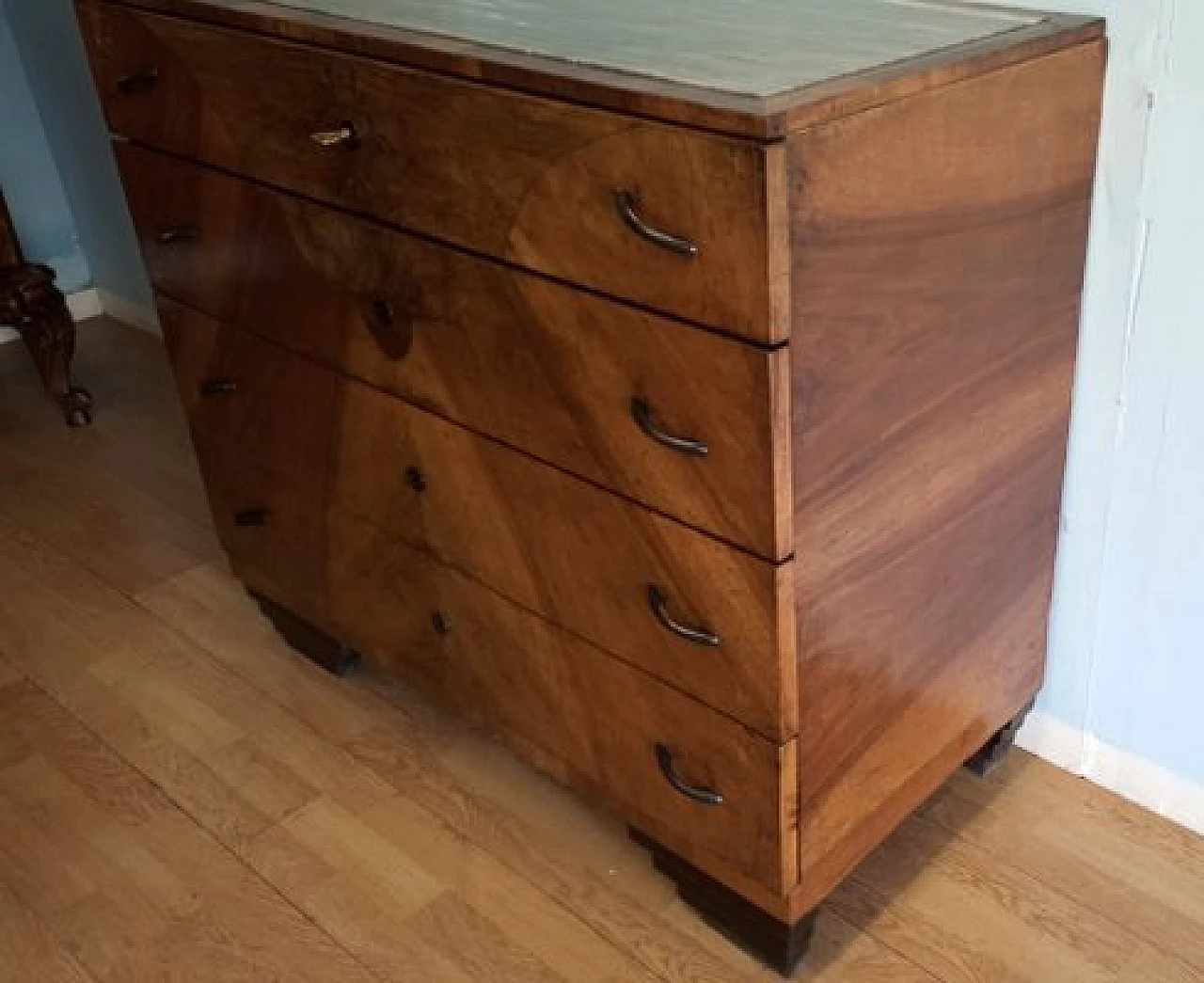 Art Deco walnut dresser with marble top 5