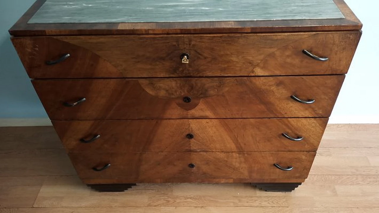 Art Deco walnut dresser with marble top 6