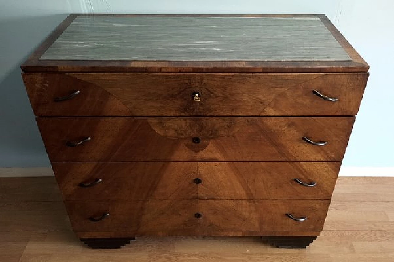 Art Deco walnut dresser with marble top 7