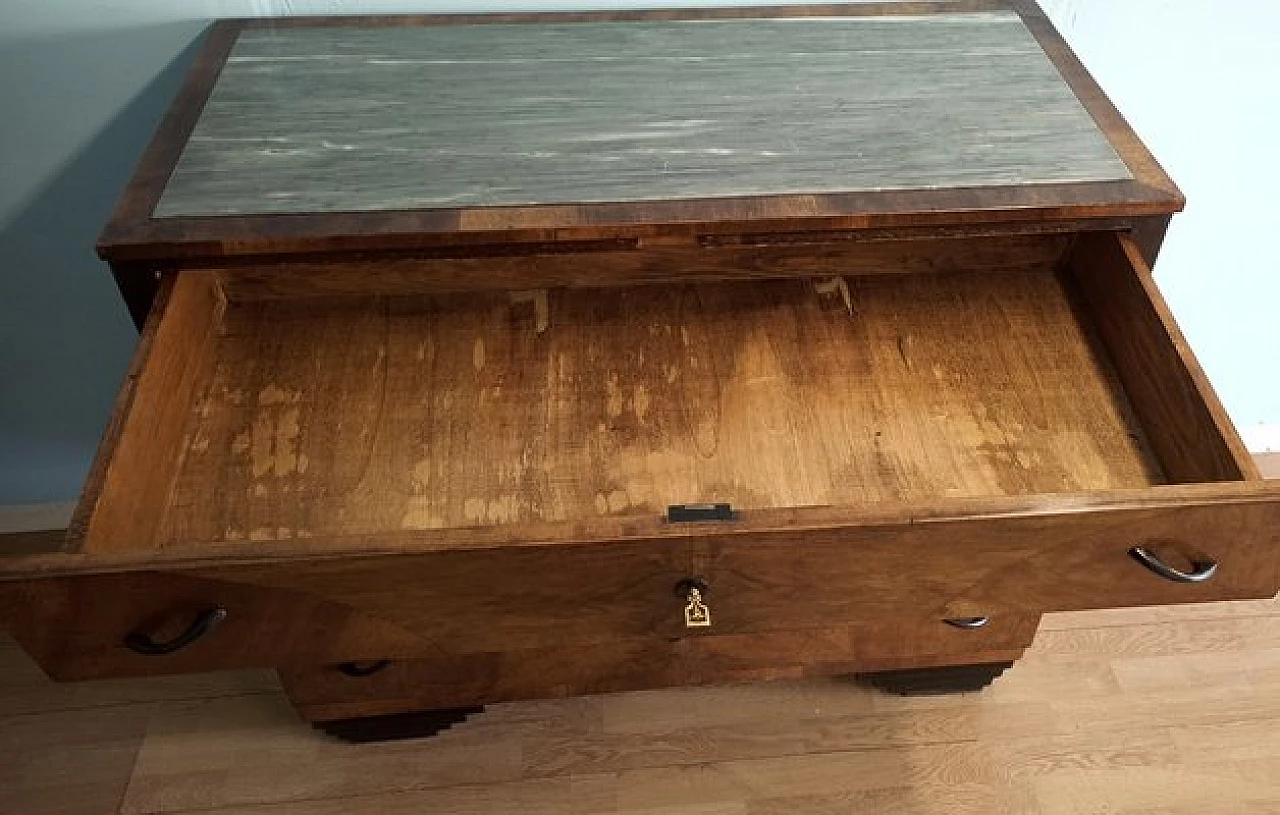 Art Deco walnut dresser with marble top 9