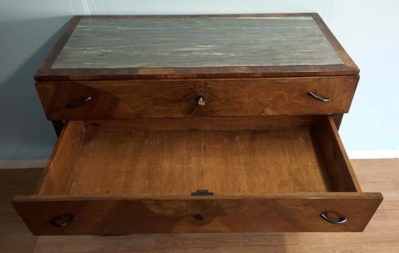 Art Deco walnut dresser with marble top 10