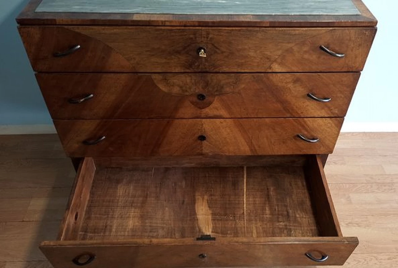 Art Deco walnut dresser with marble top 11