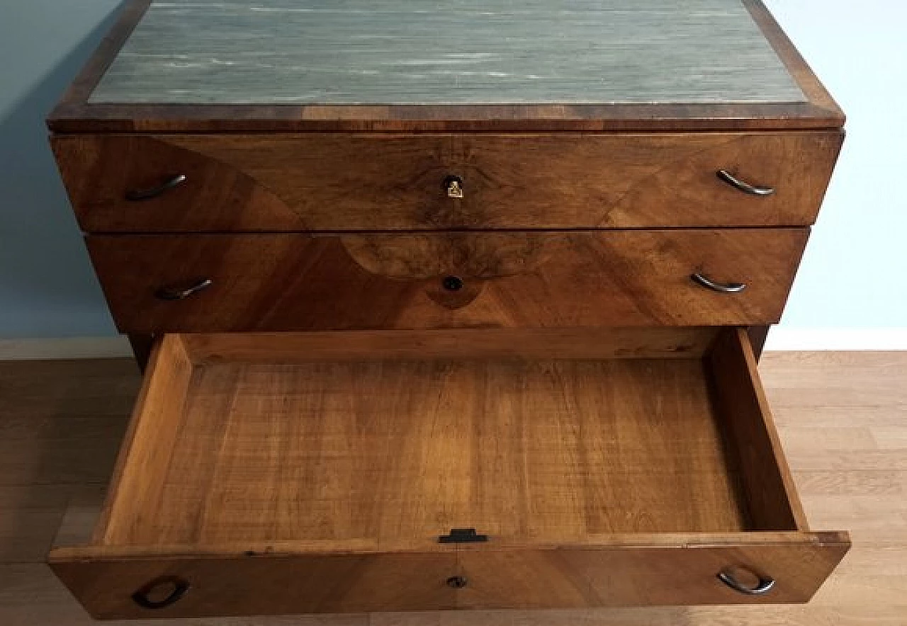 Art Deco walnut dresser with marble top 12