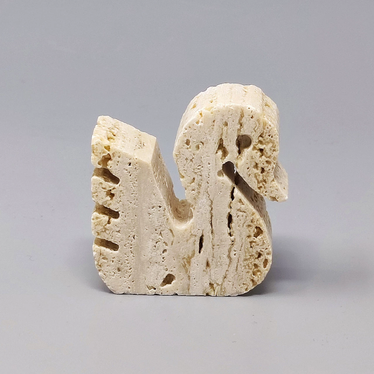 Travertine swan sculpture by Enzo Mari for F.lli Mannelli, 1970s 1