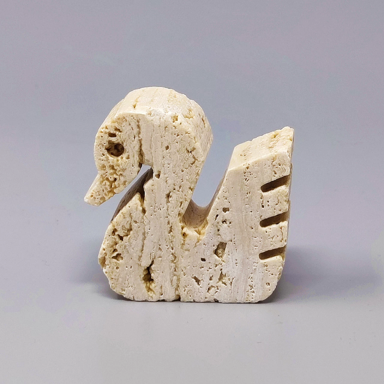 Travertine swan sculpture by Enzo Mari for F.lli Mannelli, 1970s 2
