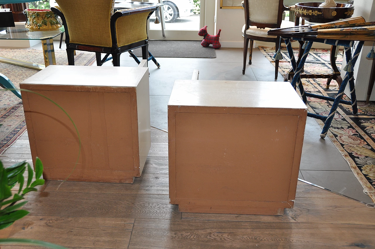 Pair of bedside tables with gilded bronze handle by Luciano Frigerio, 1970s 1
