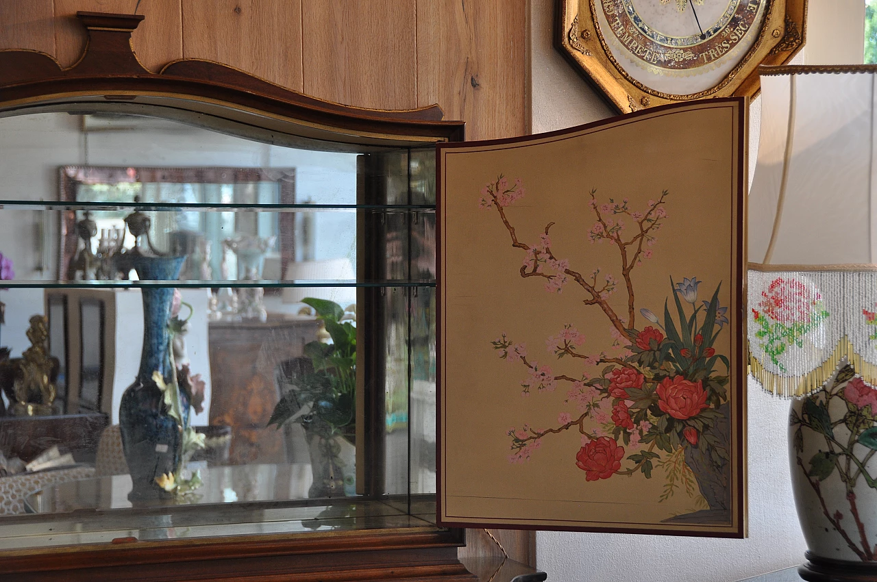 Mobile bar Art Deco in mogano con piano in vetro e mobiletto dipinto, anni '40 7