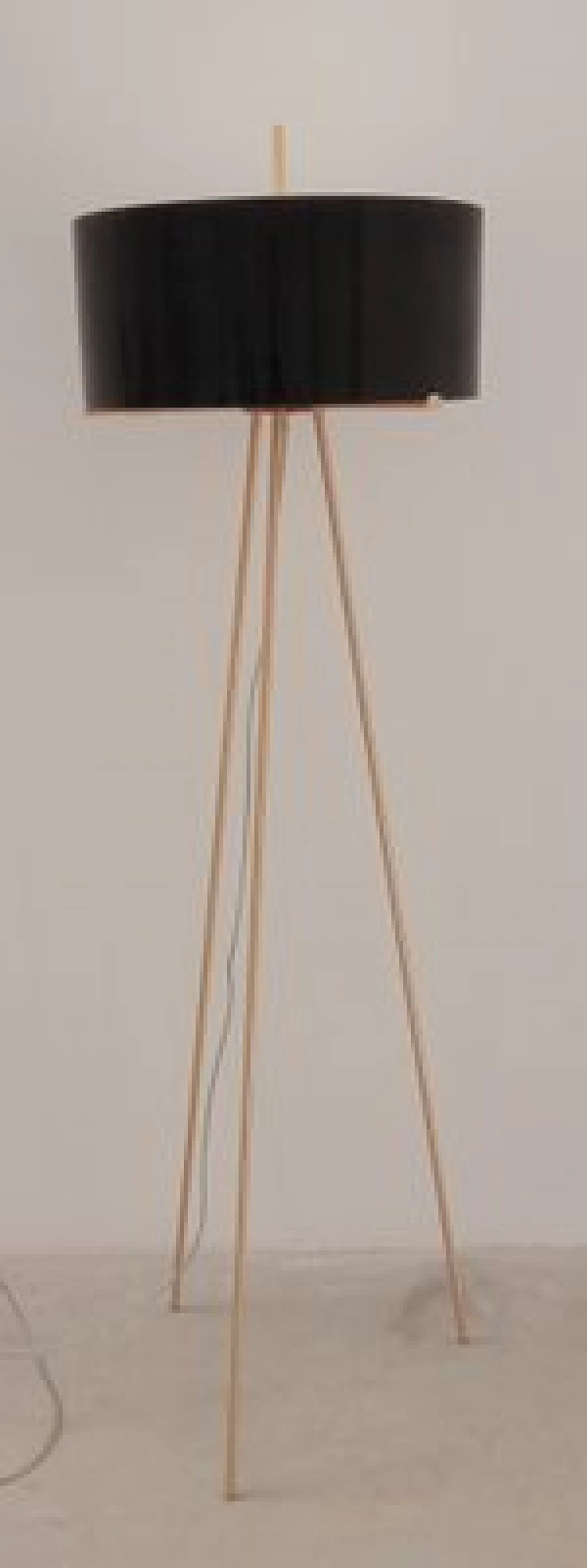 Lampada da terra in metallo dorato e vetro di Murano 1