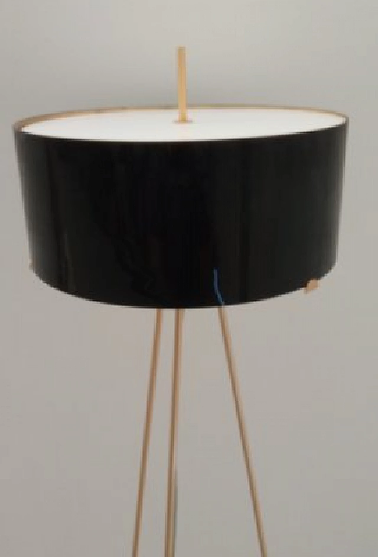 Lampada da terra in metallo dorato e vetro di Murano 2