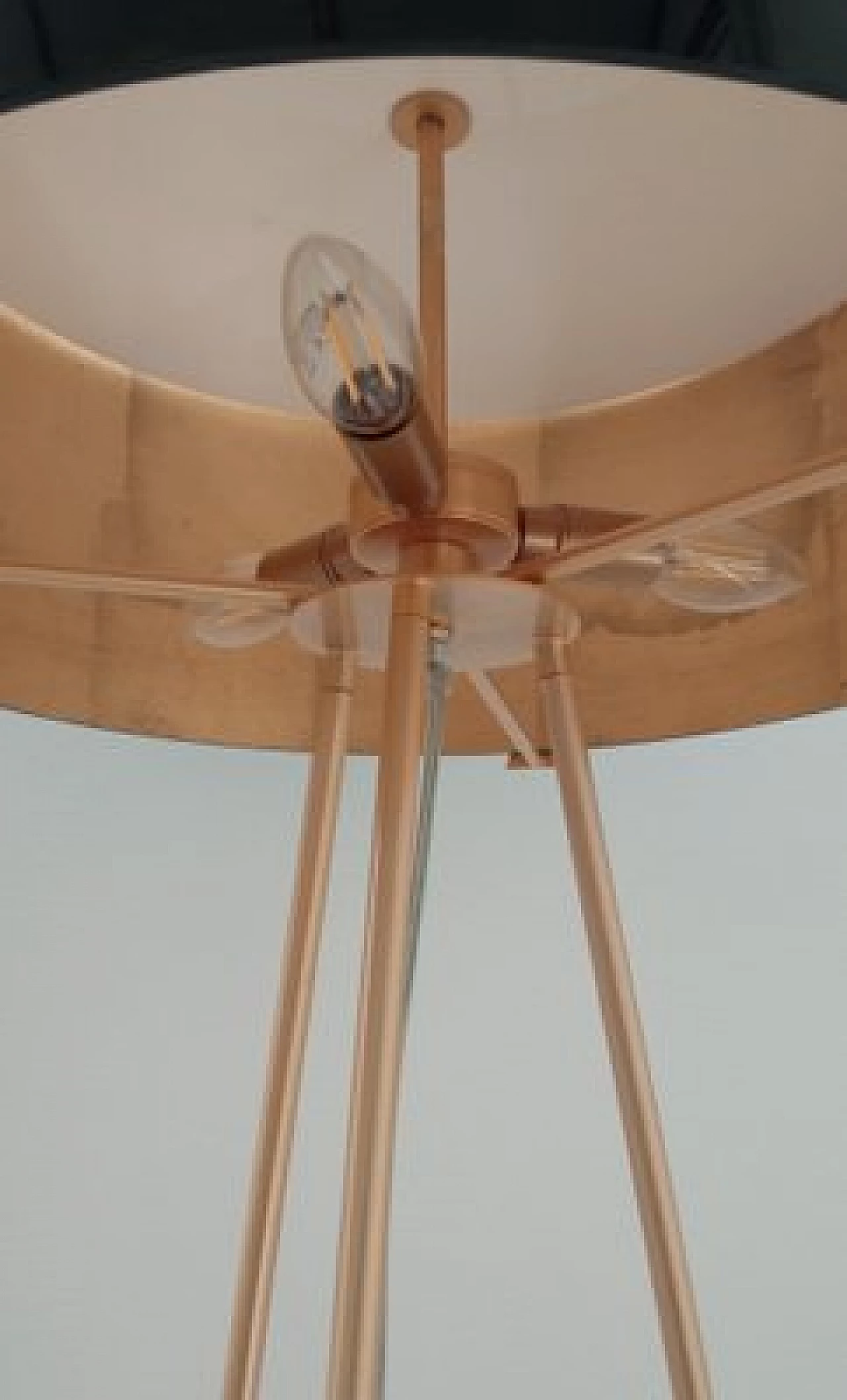 Lampada da terra in metallo dorato e vetro di Murano 3