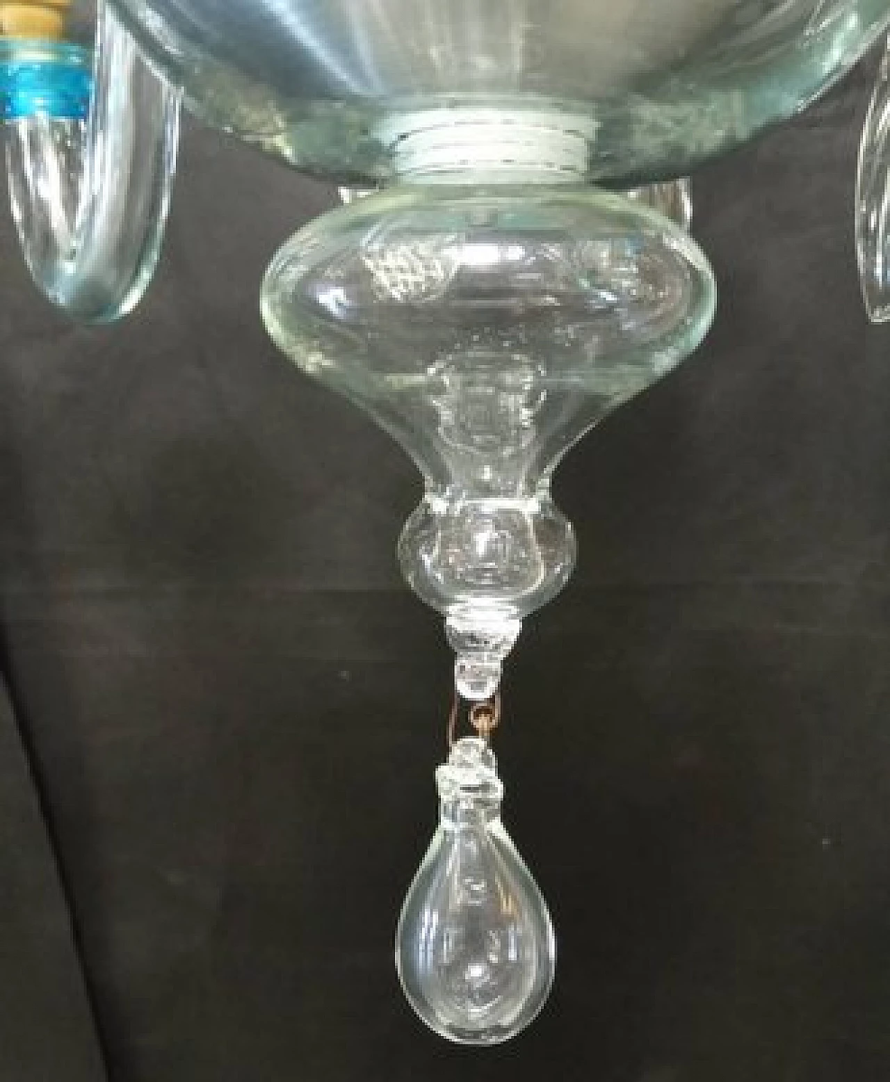 Blown Murano glass chandelier with aquamarine edges, 1970s 4