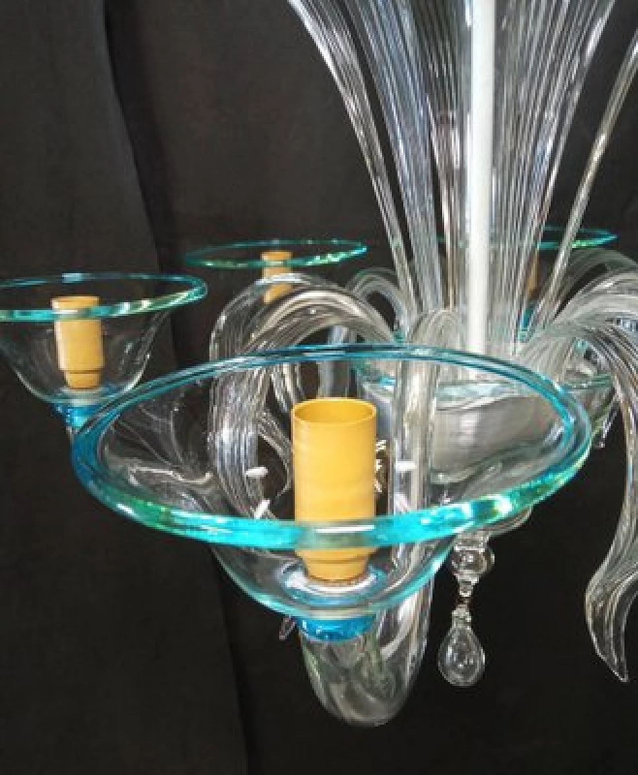 Blown Murano glass chandelier with aquamarine edges, 1970s 5