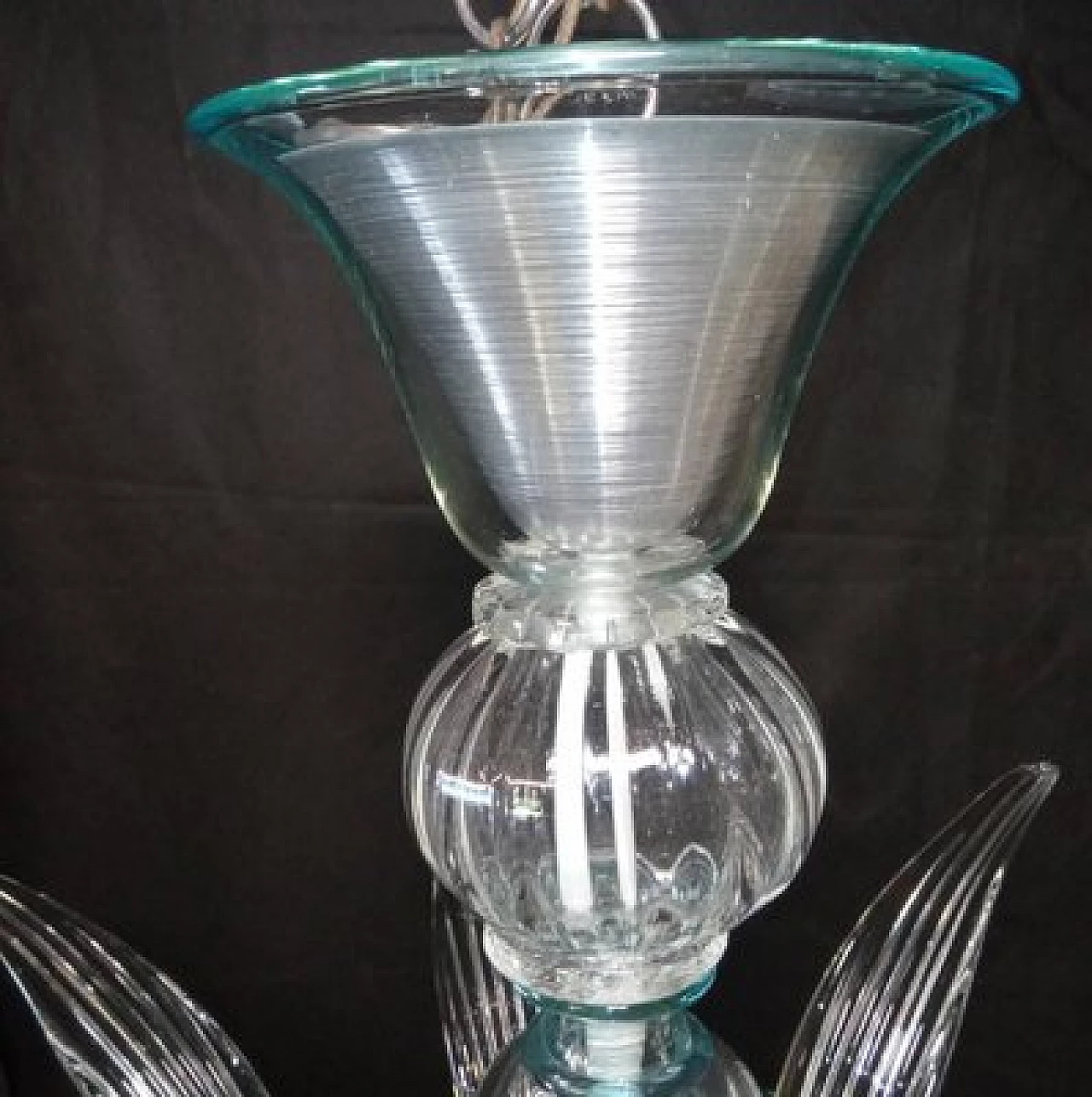 Blown Murano glass chandelier with aquamarine edges, 1970s 8