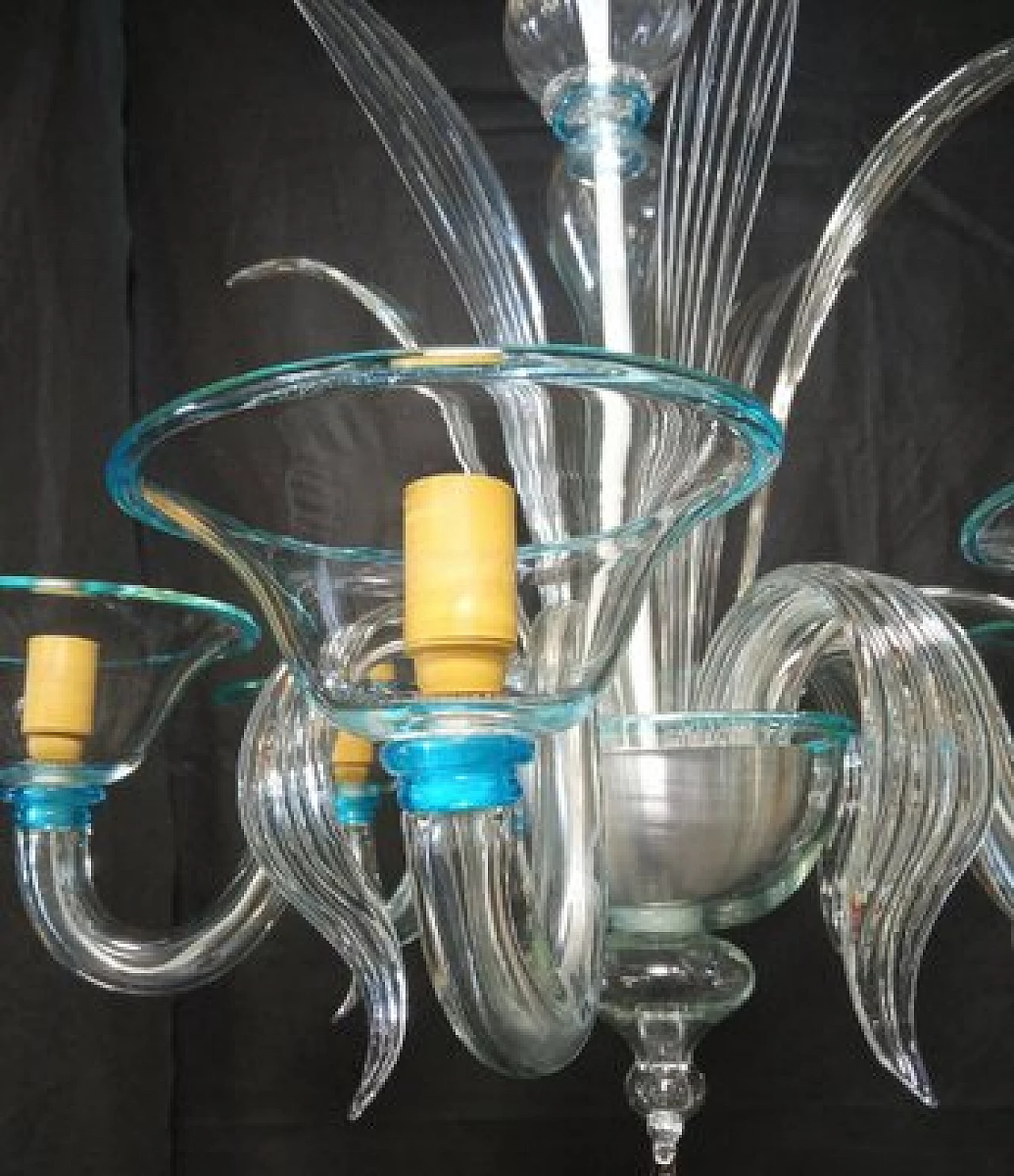 Blown Murano glass chandelier with aquamarine edges, 1970s 10