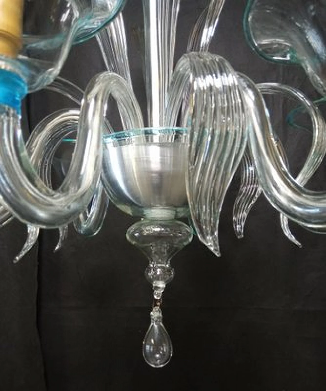 Blown Murano glass chandelier with aquamarine edges, 1970s 11