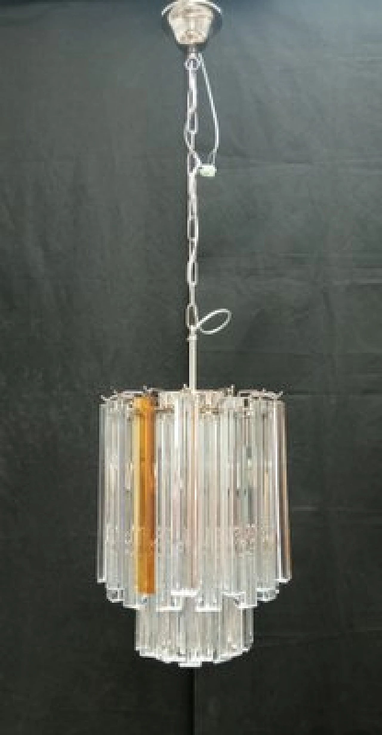 Transparent and amber Murano glass chandelier attributed to VeArt, 1970s 1