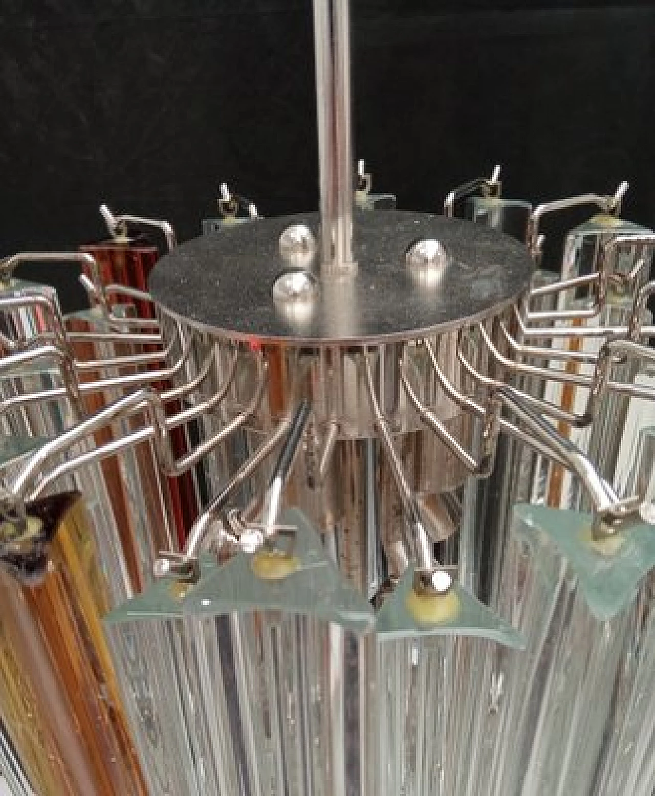 Transparent and amber Murano glass chandelier attributed to VeArt, 1970s 2