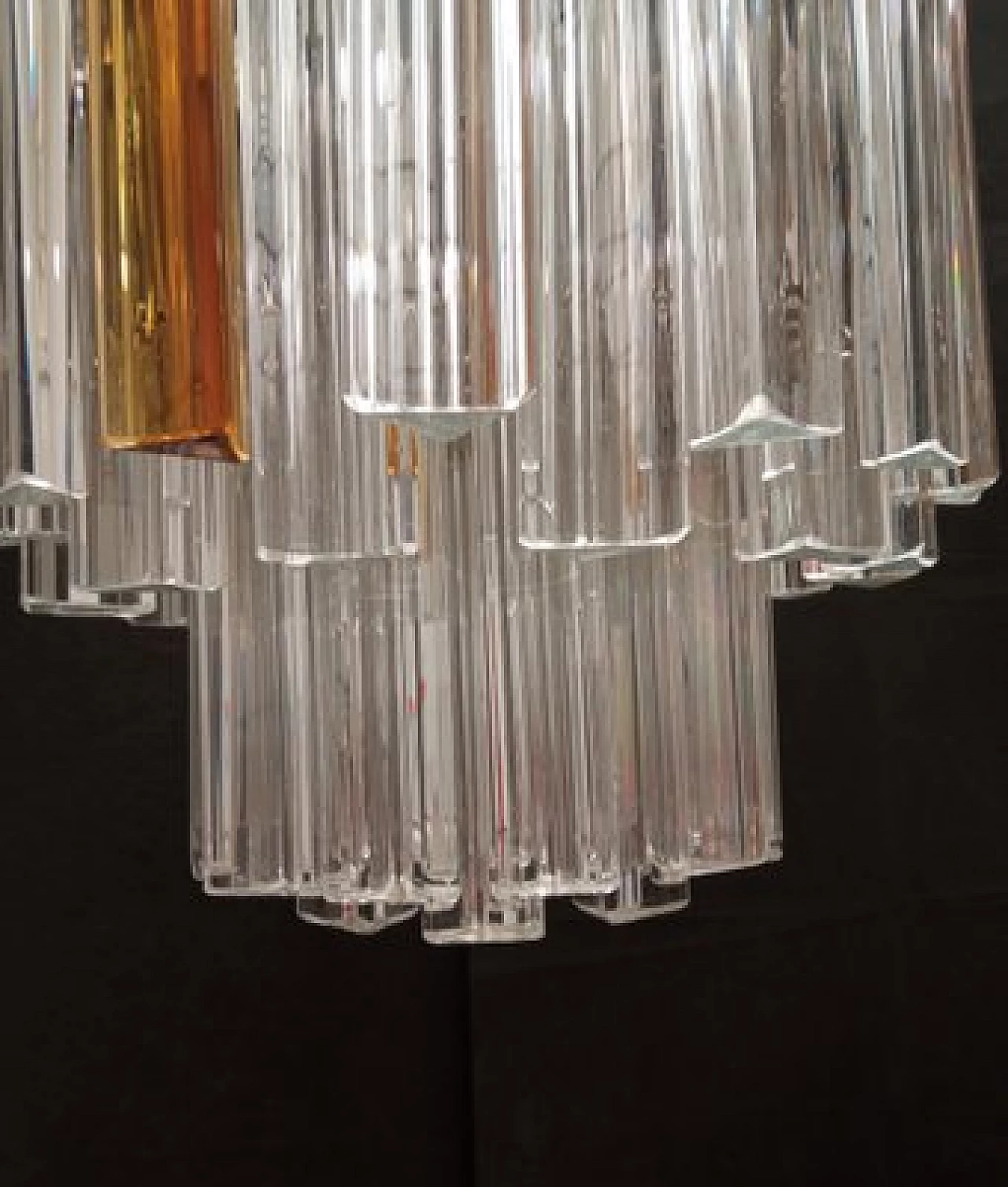 Transparent and amber Murano glass chandelier attributed to VeArt, 1970s 6