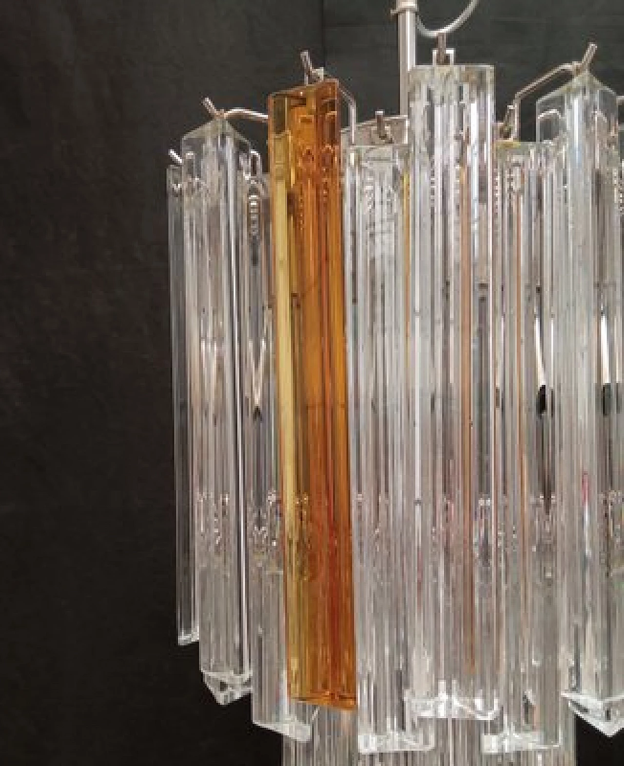 Transparent and amber Murano glass chandelier attributed to VeArt, 1970s 10
