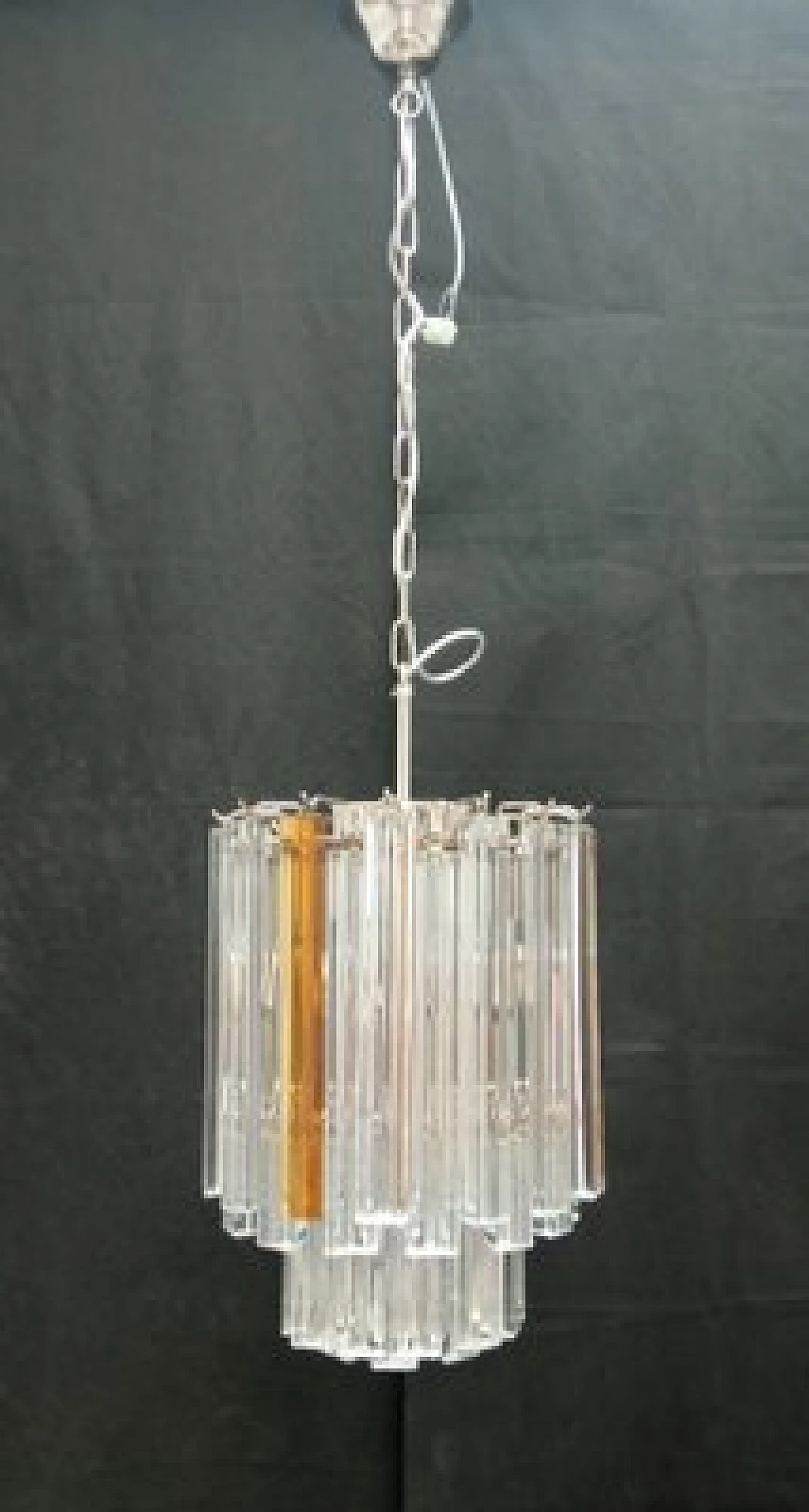 Transparent and amber Murano glass chandelier attributed to VeArt, 1970s 11