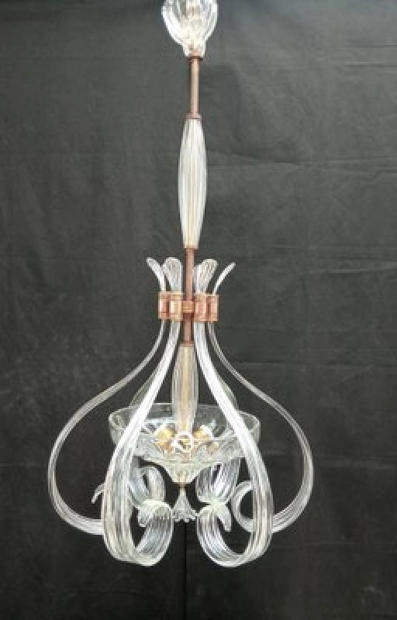 Murano glass and brass chandelier by Barovier & Toso, 1960s 1