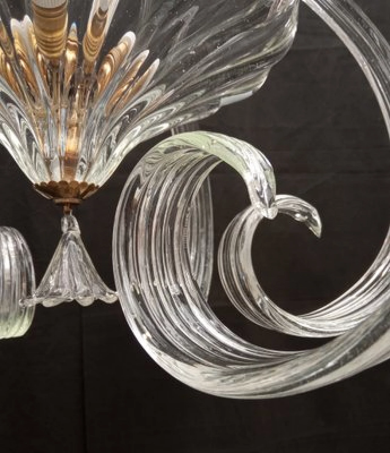 Murano glass and brass chandelier by Barovier & Toso, 1960s 6
