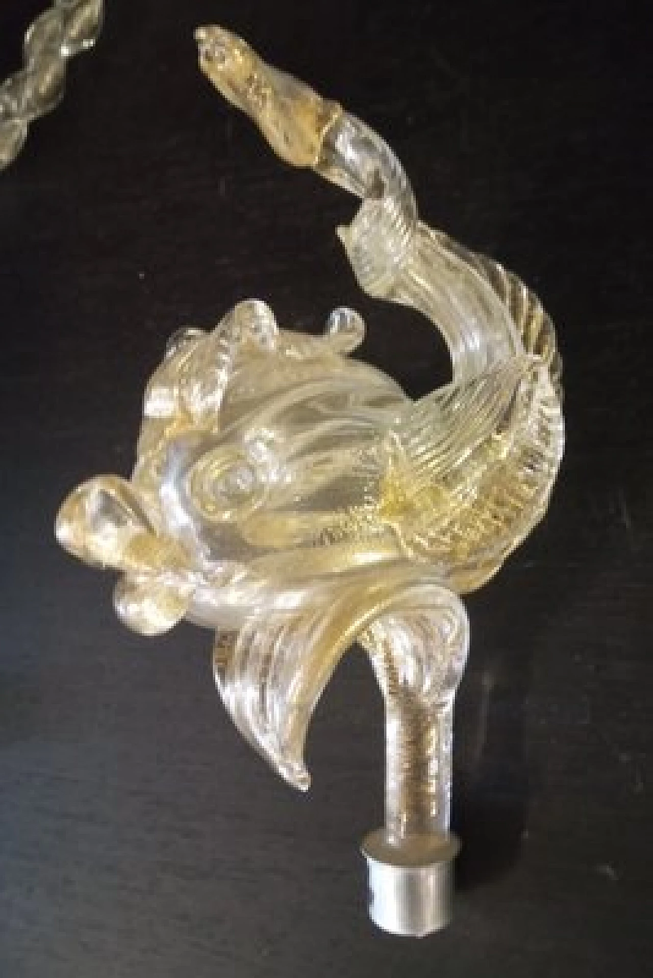 Lampadario a sei luci in vetro di Murano con delfini, cigni e draghi, anni '90 9