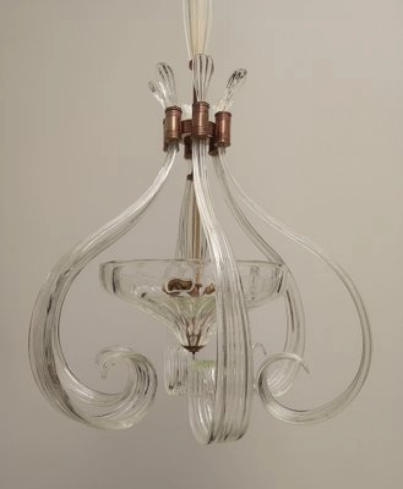 Lampadario in vetro di Murano e ottone di Barovier & Toso, anni '60 11