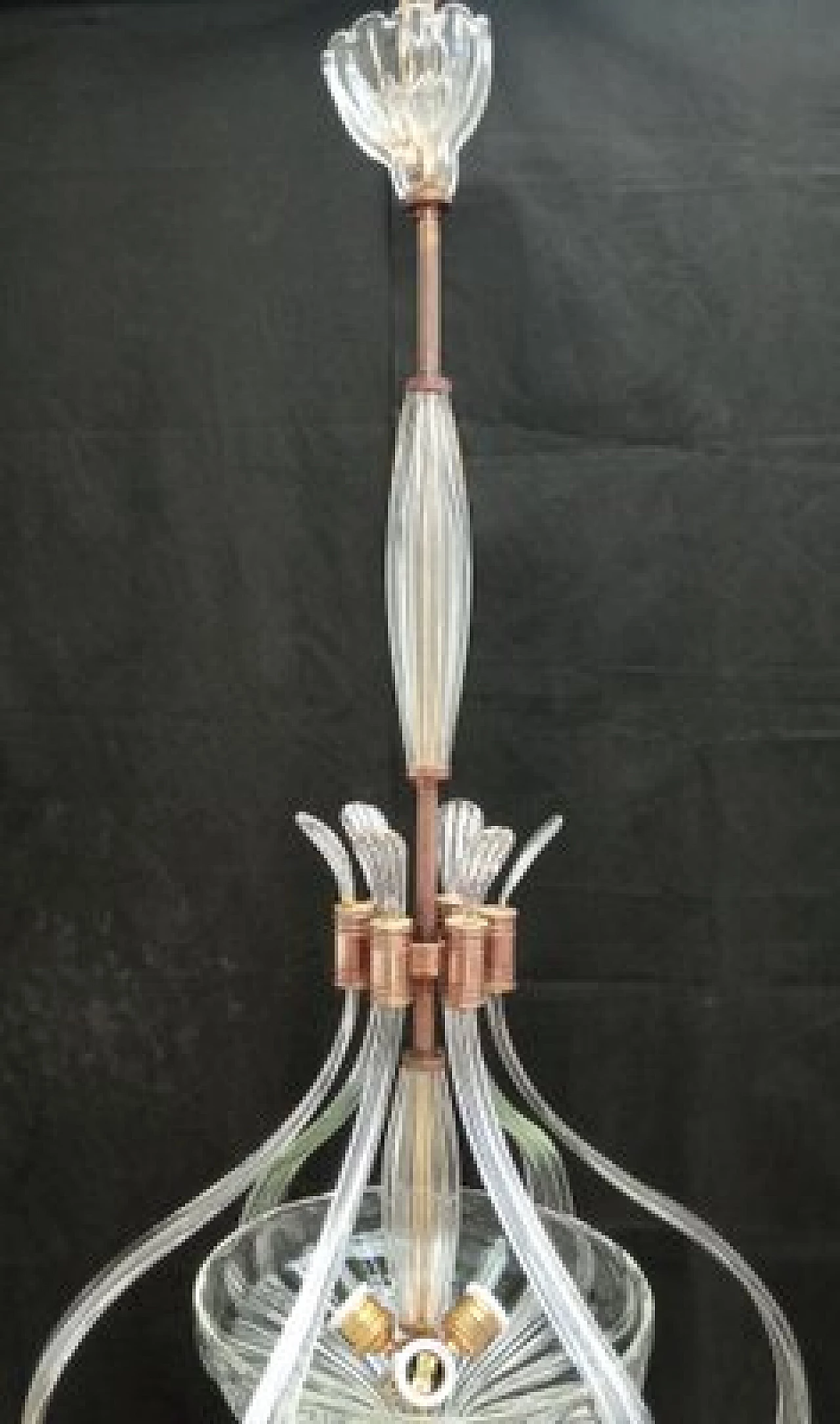 Murano glass and brass chandelier by Barovier & Toso, 1960s 12