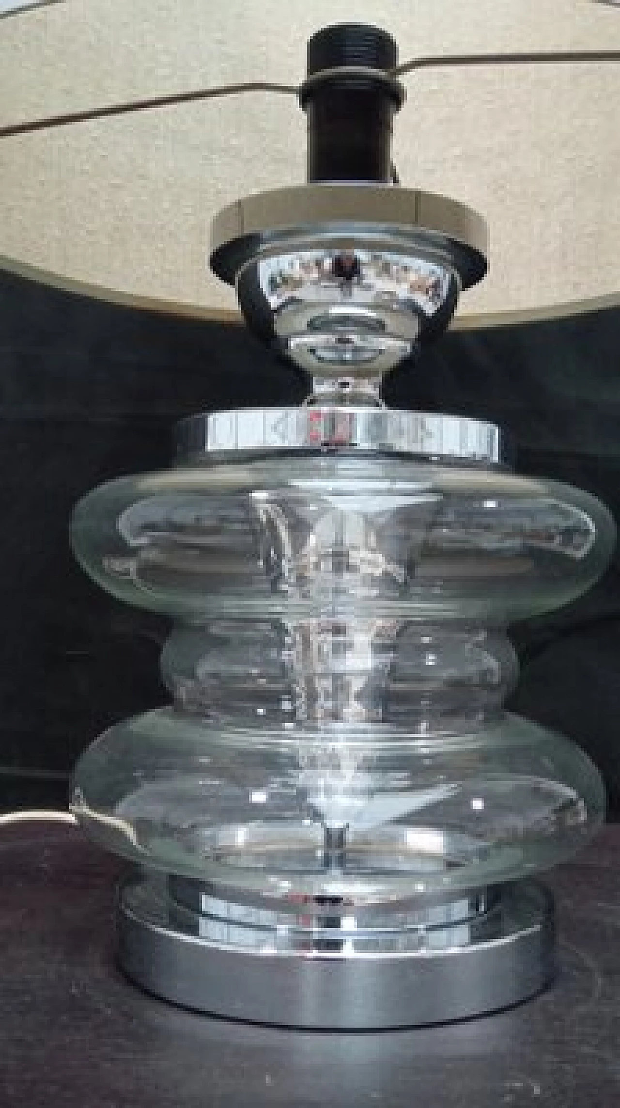 Lampada da tavolo con struttura in metallo e vetro, anni '80 3