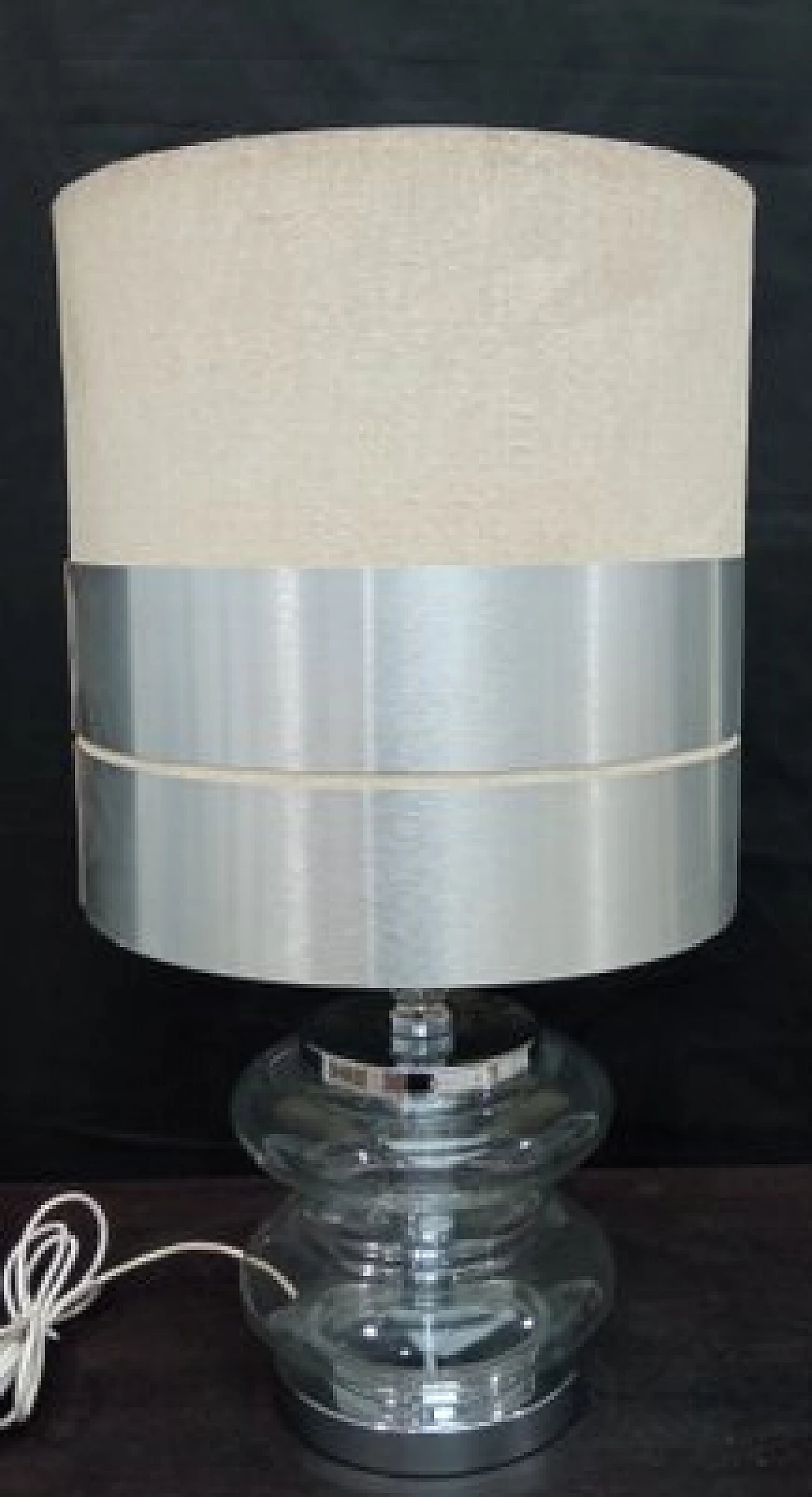 Lampada da tavolo con struttura in metallo e vetro, anni '80 8