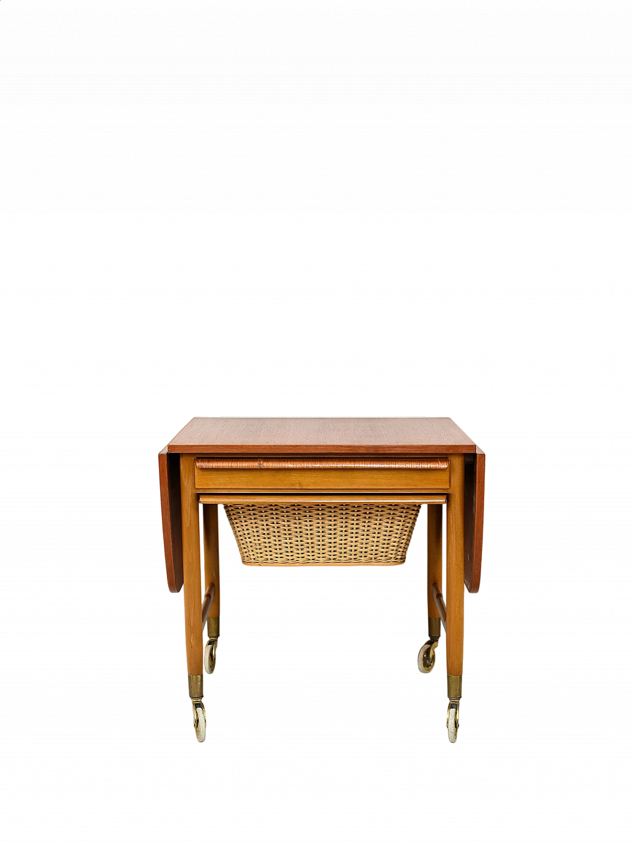 Teak and rattan wool holder, 1960s 17