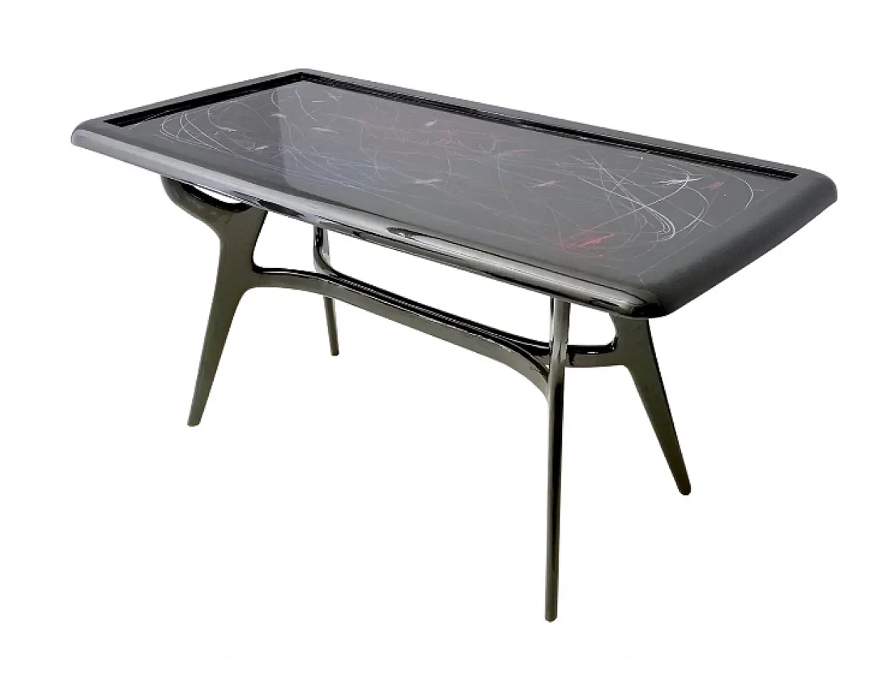 Dining table with lacquered glass top, 2000s 1