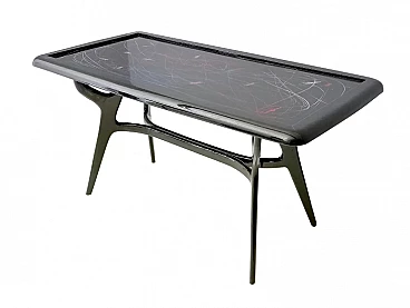 Dining table with lacquered glass top, 2000s