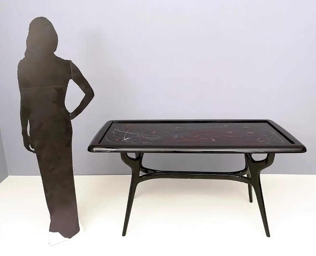 Dining table with lacquered glass top, 2000s 2