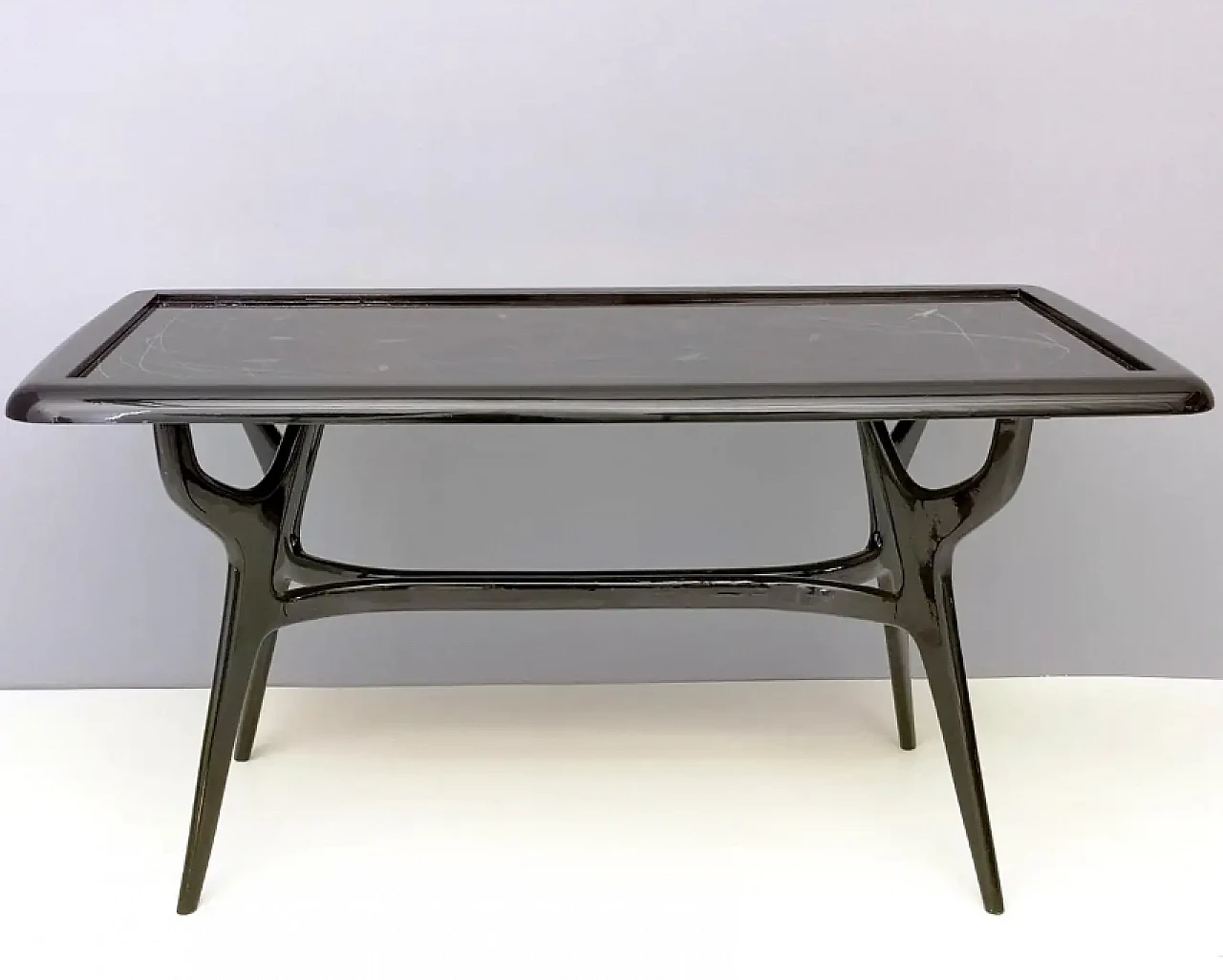 Dining table with lacquered glass top, 2000s 3